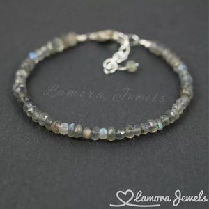Labradorite Bracelet Gemstone Beaded Sterling bracelet
